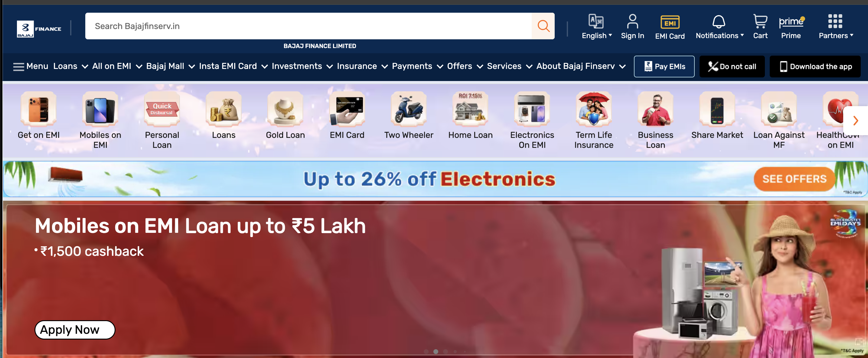 Bajaj Finance (Auto Division) website
